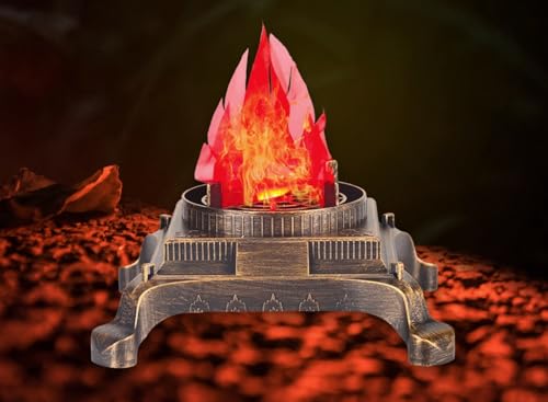 Image of Small Cozy Fireplace Lantern Traditional Realistic Log Wood Burning Flame Effect Ligh LED Charcoal Style Table LampFor Indoor & Outdoor Use