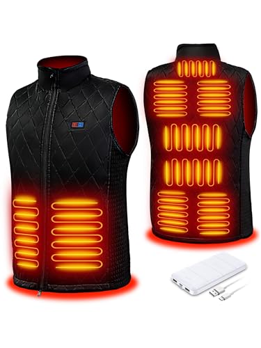 Gilet chauffant hommes hiver lavable veste thermique noire Seenew 9 zones
