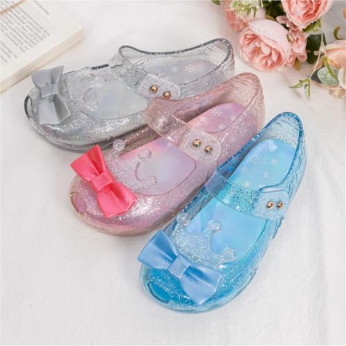 Laser Glitter Casual Shoes Bow Crown Decoration Buckle Girls Sandals(Blue,28)2