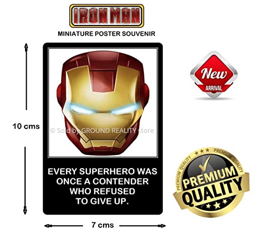 Image of LADY HAWK Iron Man Arc Reactor Poster Motivational and Inspirational Quotes Miniature Picture with magnetic backing. Directly sticks to any Metal Surface. Size 10x7cms Ironman Poster Series (AV50)