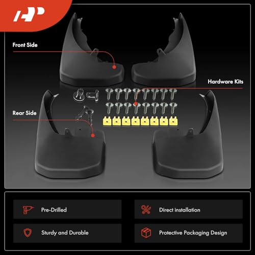 A-Premium Set of 4PCS Mud Flaps Splash Guards Mudguards Mudflaps with Hardware Accessories Compatible with Nissan Frontier 2005-2023 Pickup, Black Color, Front and Rear (Driver & Passenger Sides) by A-premium - Image 3