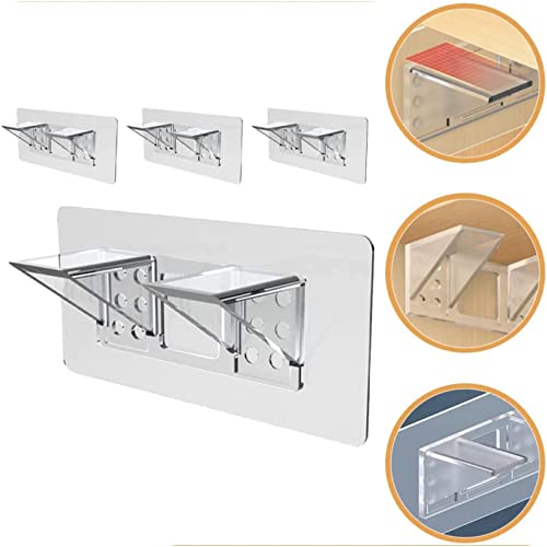 Dous Self Adhesive Shelf Support,4Pcs Punch-Free Cabinet Shelf Pegs Acrylic Partition Bracket Holders Pin For Closet Clapboard Bookshelf Wardrobe Layer #TOP4