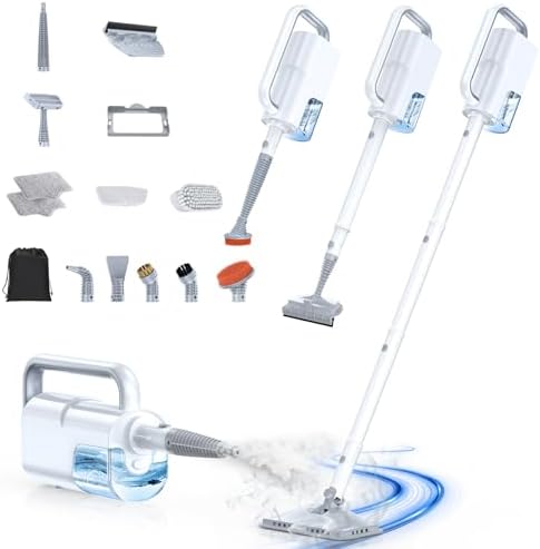 Dampfreiniger mit abnehmbarem Handdampfreiniger | 10s Aufheizzeit, 10-in-1-Multifunktionszubehör, 350ml und 2 Dampfstufen, für Böden, Teppiche, Grillroste, Fliesen und Fugen