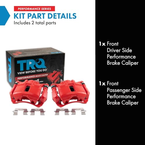 Image of TRQ Performance Front Driver and Passenger Side Brake Caliper Set Caliper Brackets Compatible with 2003-2007 Honda Accord 3.0L V6 Front Wheel Drive Automatic Transmission ABS Sport Coupe