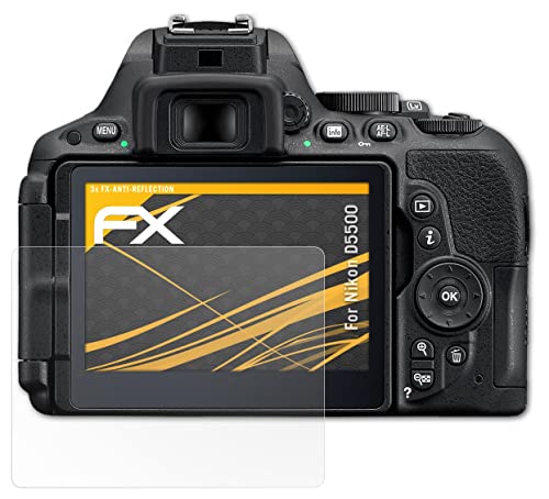 atFoliX Screen Protector compatible with Nikon D5500 Screen Protection Film, anti-reflective and shock-absorbing FX Protector Film (3X)