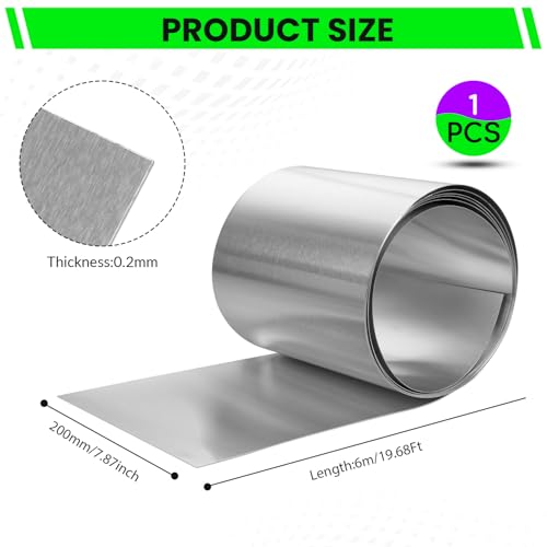 8\"x 20\' Aluminum Flashing Roll,0.2mm Thickness Aluminum Roof Panels,Metal Roofing Roll for Roof and Garden, Prevents Roofing Stains,Sealing Windows Doors,DIY Craft - Thumbnail 2