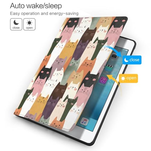 Étui pour iPad 10.2 chat coloré mignon avec support folio - 3