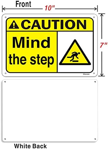 2 pack Caution Mind Your Step Signs 10 x 7 Inches Watch Step Signs Reflective Aluminum Anti UV Protected Metal Sign Waterproof and Durable Ink Easy to Install Indoor & Outdoor Use
