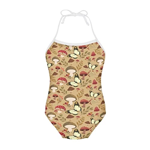 Image of Pinupub Girls One Piece Swimsuit Off Shoulder Halter Neck Cute Fashion Hawaiian Tropical Bathing Suit