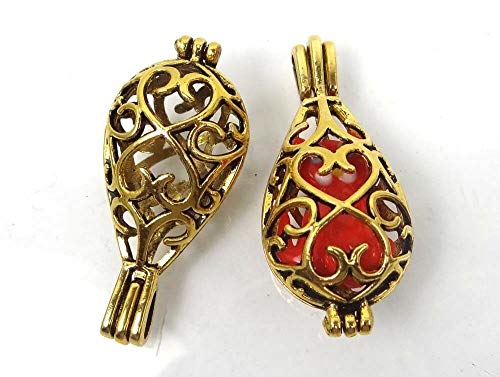2 Antique Gold Hollow Cage Locket Essential Oil Diffuser Perfume Pendant 45Mm For Jewelry Making Bracelets Necklaces Supplies For Diy Crafts Handmade Bracelets Beadwork #TOP2