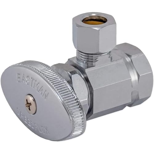 Image of Eastman 1 /2 Inch FIP x 3 /8 Inch OD Compression Multi-Turn Angle Stop Valve with Brass Stem, Brass Plumbing Fittings, Chrome, 10809LF