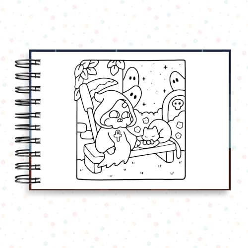 Livro de Colorir Little Spooky 40 Folhas 180 Gramatura Capa Dura Caderno Desenho Pintura Fantasma