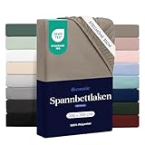 Dreamzie Spannbettlaken 200x200 cm - 100% Microfraser - Spannbetttuch für Dicke Matratzen bis zu 33 cm - Leinen - Schadstoffgeprüft (Oeko TEX), Bettlaken mit Gummizug