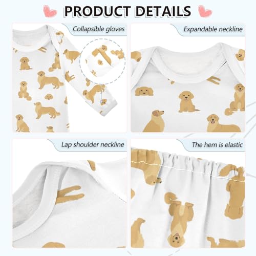 vvfelixl Baby Sleeper Gown for Newborn Boy Girls Golden Retriever Dogs Cartoon Infant Nightgown for 0-3 Months3
