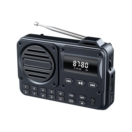 Petite radio portable AM FM, radio numérique DAB FM rechargeable, lecture de batterie 1200 mAh et alimentation secteur (noir)