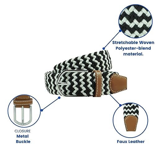 Image of The Tie Hub Unisex Stretchable Woven Fabric Belt | Adjustable, Hole-Free Design | Fits Up to 40 Inches Waist