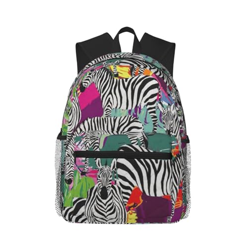 Sac à dos zèbre étanche pour ordinateur portable et cours universitaires