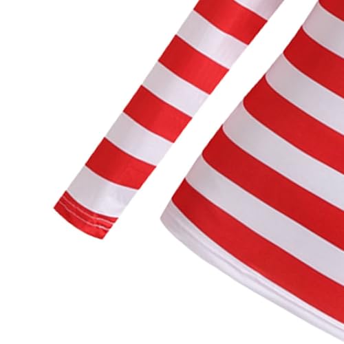 Conjunto de disfraz rojo y blanco para hombre y adulto, uniforme de wally, camiseta blanca a rayas, sombrero, gafas, calcetines, conjunto de ropa para el día mundial, disfraz de día mundial, disfraz