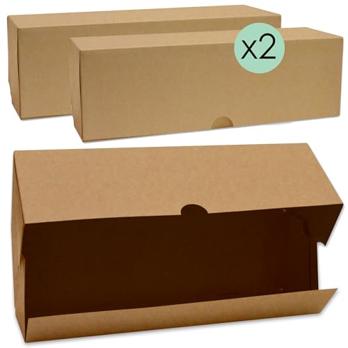 ScrapCooking - Lot de 2 Boîtes à Bûches et Cakes - Carton Kraft Alimentaire - 35 x 11 x 11 cm - Transport Gâteaux Pâtisseries Desserts Noël - Fabriqué en France - 5500