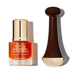 RANAVAT Radiant & Re-Energizing Skincare Duo – Brightening Saffron Serum & Kansa Wand Facial Massage Tool to Tone, Lift, & Improve Appearance of Dark Spots (2 Pc)