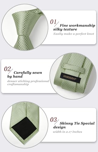 Image of HISDERN Mens Ties Plaid Tie and Pocket Square Set Classic Woven Formal Checkered Neckties & Handkerchief Wedding Party
