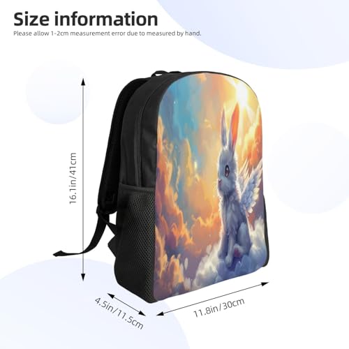 Teen Unisex Backpack Rabbit Wings Clouds Sun 16Inch Durable Backpack Gym Casual Daypack for Women Men Gift4