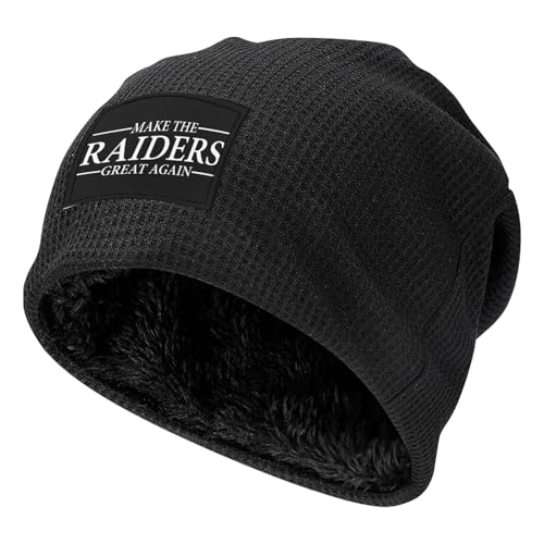 Make The Raiders Great Again Skull Cap Winter Soft Warm Slouchy Beanie Hat Cuffed Knit Hats for Men Women Black