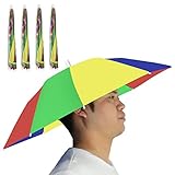 NEW-Vi Umbrella Hat Adult and Kids Folding Cap for Beach Fishing Golf Party Headwear (WatermelonRed 4Pcs)