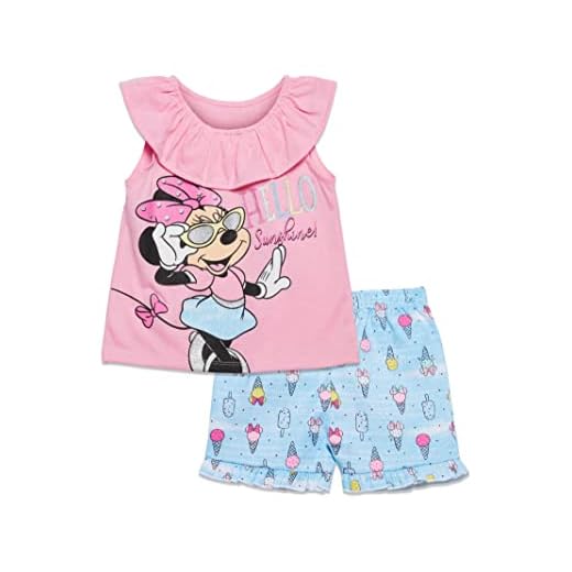Disney Minnie Mouse Toddler Girls Tank Top and Shorts Pink/Blue 3T