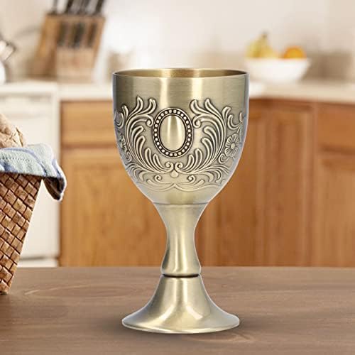 Hapivida Metal Embossed Wine Cups,Vintage Chalice Goblet, Zinc Alloy Engraving Embossed Flower Wine Cup for Drink Coffee, Beer, Whiskey, Milk, Cocoa, Cocktail