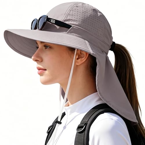 Sombrero de sol para mujer HGGE con ala ancha y protección UV