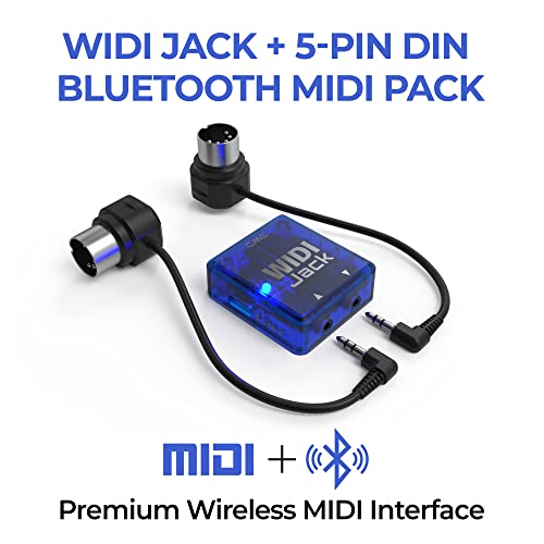 Image of CME WIDI Jack - Bluetooth MIDI Interface with MIDI Cable Pack Including 5-PIN DIN Connections - Wireless for Synth Keytar Pedalboard Keyboard and More | 5-pin DIN hardware, Ultra low 3ms Latency, Power via MIDI Out or USB-C