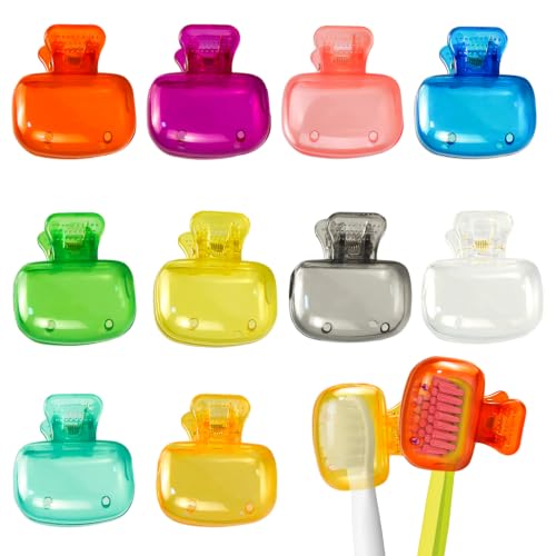 rietegio Lot de 10 couvre-têtes de brosse à dents portables - 10 couleurs - Pour la maison, les voyages, le camping, la randonnée, les voyages d'affaires, la salle de bain, multicolore, Protecteur de