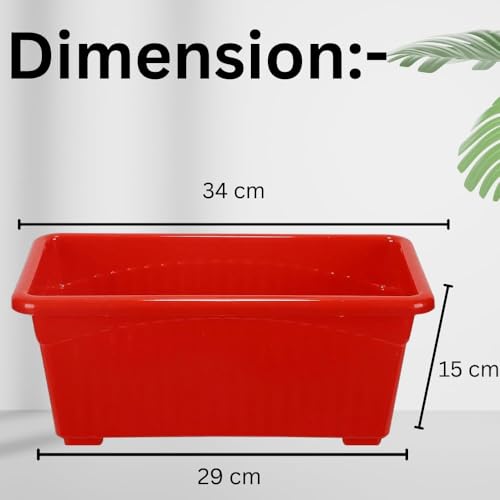 Image of Jupiter Pot 14 INCH Floor Flower Pot(34x15x14) Rectangular Plastic Flower Pot (Pack of 4),Multicolor