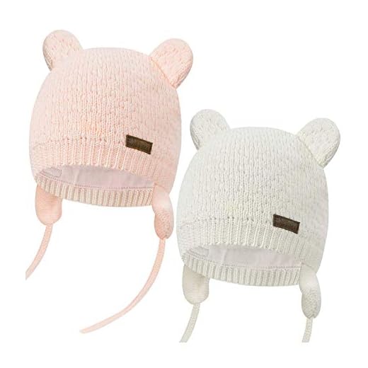 heekpek Gorro de Bebé Niña Invierno Sombrero de Bebé Oso Lindo Niño Orejera Beanie Gorro de Punto Cálido Otoño Primavera Niña 0 a 3 Años
