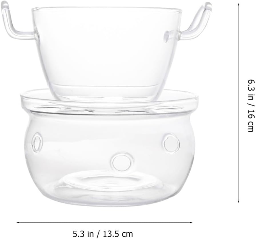 Trapezoidal Glass Melt Pan with Base for Chocolate, Cheese, Butter