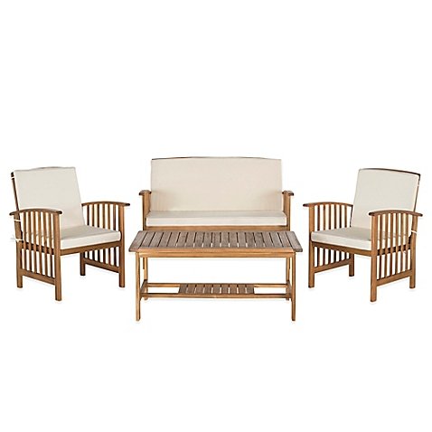 Safavieh PATB7012A Outdoor Collection 4 Piece Outerbanks Patio Set, Teak