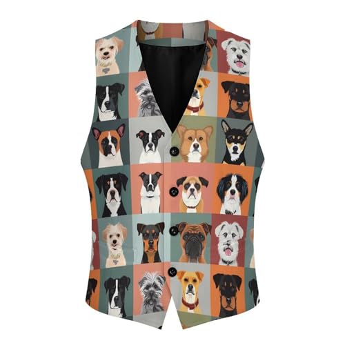 Dog Selfie Novelty Men's Suit Vest Casual Formal Dress Vests Business Waistcoat3