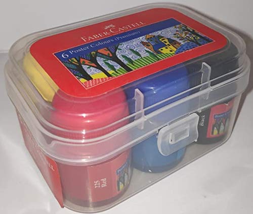 Image of Faber-Castell Poster Color Tin - Pack of 6 Tri-Grip Brush - Flat, Pack of 4