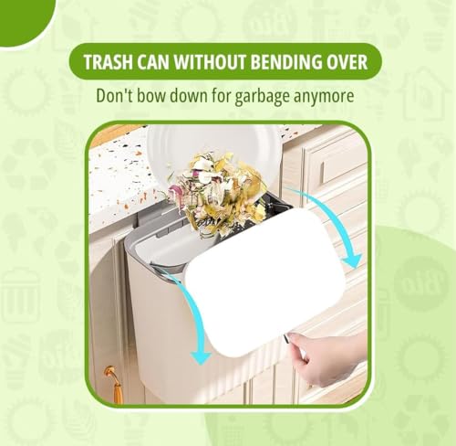 Image of SR Plastic Hanging Kitchen Trash Can With Lid, Double-Sided Open Lid Design,Trash Can, Kitchen Cabinet Door Hanging Wall Storage Bucket | kitchen dustbin (7 Litre, White)