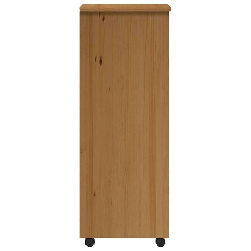 vidaXL Armoire roulante avec tiroirs MOSS bois de pin marron miel, commode, armoire à tiroirs, armoire de rangement bureau, classeur