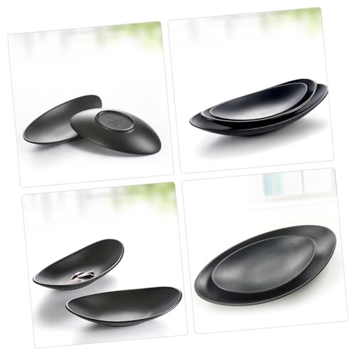Plato de melamina negro set 2 piezas para sushi miniatura 3