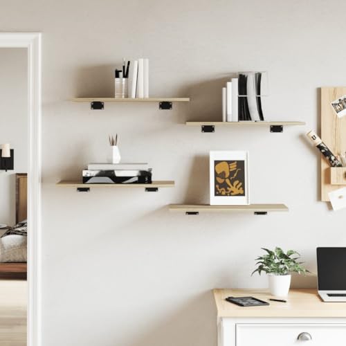 Étagère murale modulable 4 pièces en aggloméré chêne Sonoma