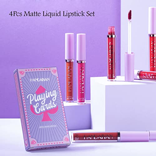 Miescher 4Pcs Matte Liquid Lipstick Makeup Set Kit, Long Lasting Waterproof Professional Colorful Cosmetics Lip Gloss, Non-Stick Cup Pigmented Lip Makeup Gift Sets For Girls Women Halloween Christmas (Set 05) #TOP5