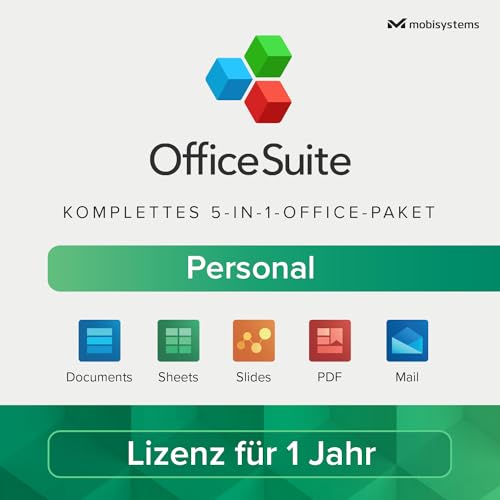 MobiSystems OfficeSuite Personal   Versión completa   Documentos, hojas, diapositivas, PDF, correo y calendario para 1 PC con Windows y 2 dispositivos móviles/1 año de licencia