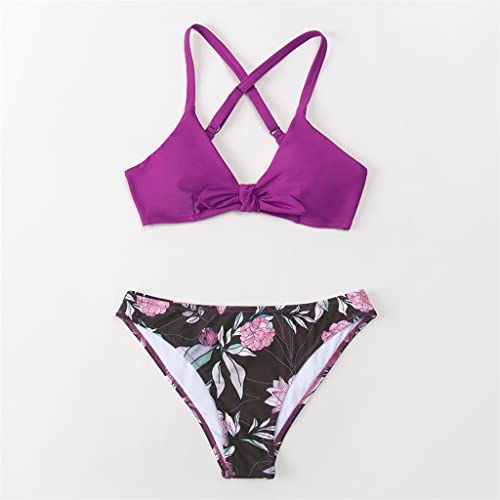 Maillot de bain de plage CLSDRZC bikini 2 pièces avec nœud et bas taille basse