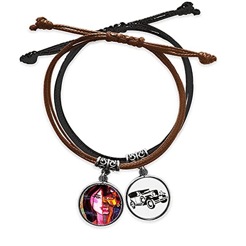 Bracelet corde et cuir abstrait la désillusion pour homme et femme