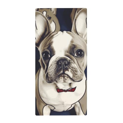 Serviette de bain bouledogue français douce et absorbante pour sport et yoga