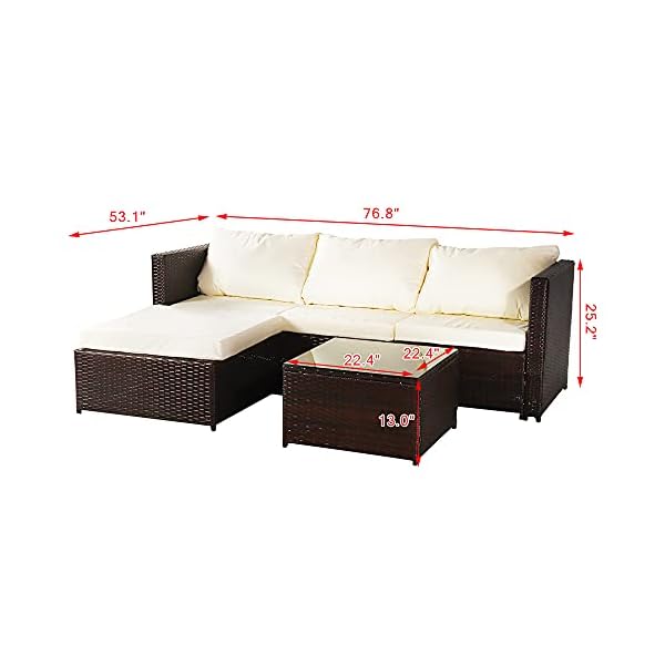 Pumpumly Oshion Three-piece Conjoined Sofa Pedal Coffee Table Brown (Combination of 2 Boxes) - Image 3