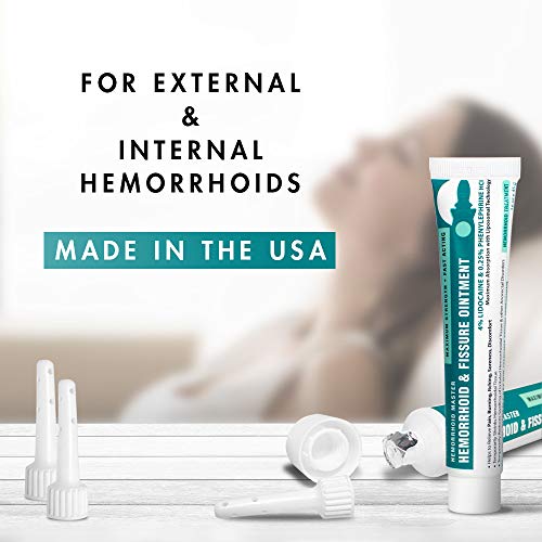Ebanel Hemorrhoid Treatment Ointment, 1.6 Oz Lidocaine Anal Fissure Anesthetic Cream for Pain, Burning, Itching, Swelling, Bleeding with Phenylephrine, Hydrocortisone, Aloe, Chamomile, Vitamins